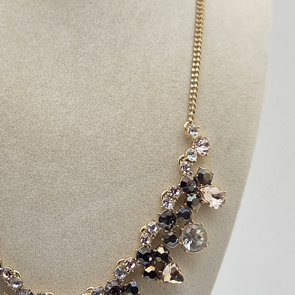 Givenchy Crystal Statement Bib Necklace Gold Tone… - image 5